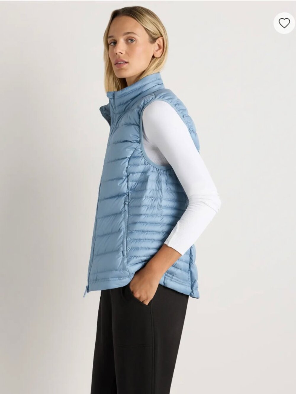 Quince Lightweight Down Packable Puffer Vest in Dewstone Blue| Size Small